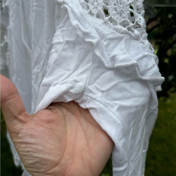 FREE PEOPLE Little Bit of Love White Ruffled Blouse Top, Sz L - Picture 11 of 15